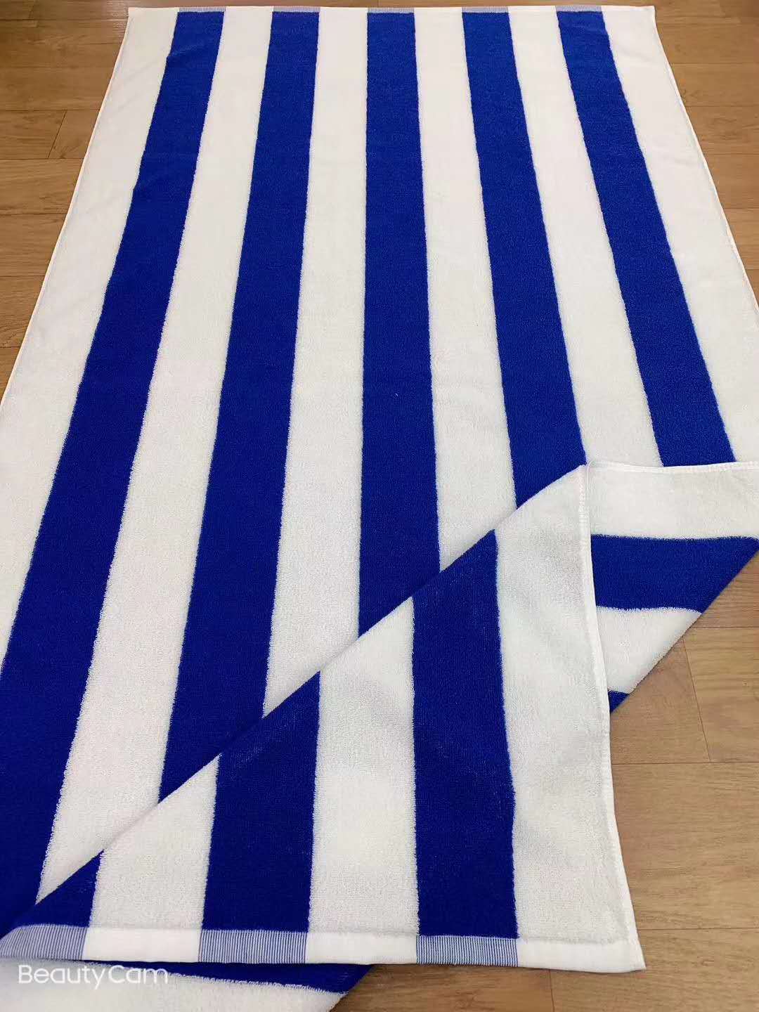 蓝白条浴巾